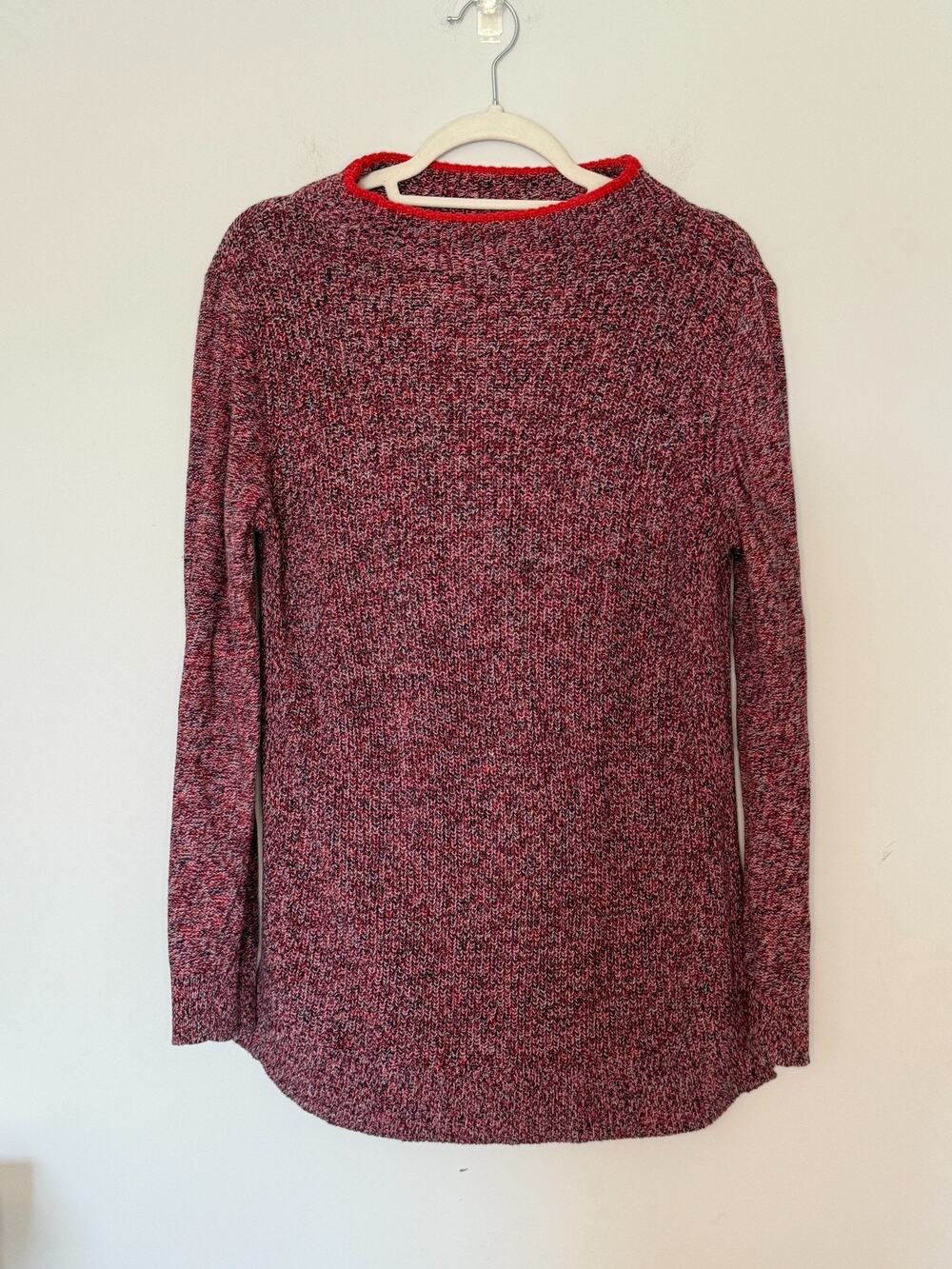 Loft Womens Marled Mockneck Sweater Size Medium Red 100% Cotton Soft Preppy